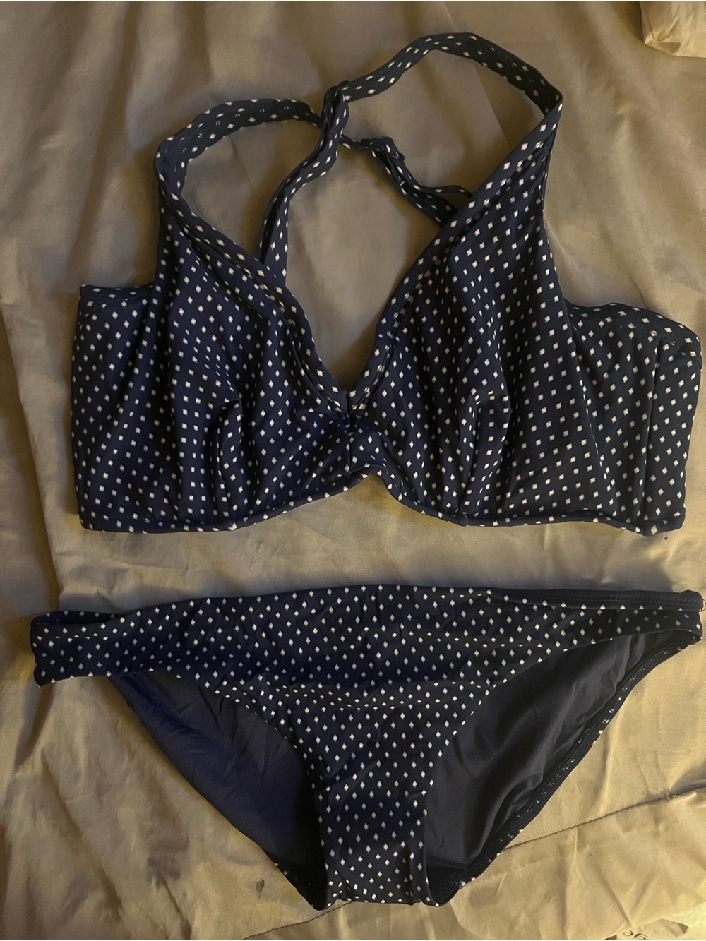 🆕 Seafolly Navy White Polka Dot Bikini Set